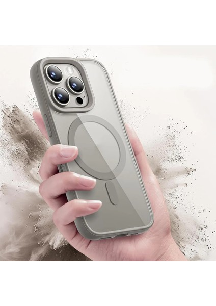 Iphone 15 Pro Uyumlu Kılıf Magsafe ve Şeffaf Lens Koruyuculu