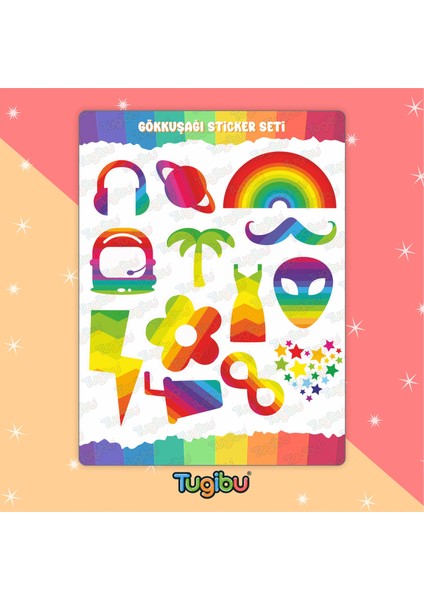 Gökkuşağı Sticker Seti, Rengarenk Sticker Seti, 28 Adet Gökkuşağı Etiket fiyatları