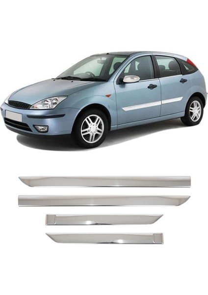 Ford Focus Mk1 Uyumlu 1998-2005 Krom Yan Kapı Çıtası 4 Parça Paslanmaz Çelik
