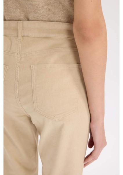 Flare Fit Cepli Yüksek Bel İspanyol Paça Fitilli Kadife Pantolon S0612AZ24WN