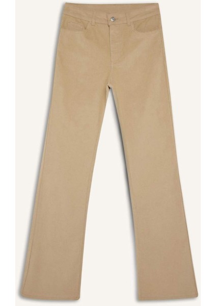 Flare Fit Cepli Yüksek Bel İspanyol Paça Fitilli Kadife Pantolon S0612AZ24WN