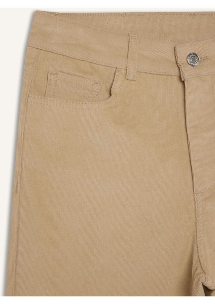 Flare Fit Cepli Yüksek Bel İspanyol Paça Fitilli Kadife Pantolon S0612AZ24WN