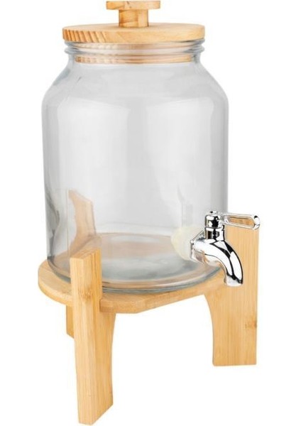 Fuente - Bambu Kapak ve Standlı Cam Sebil 3l
