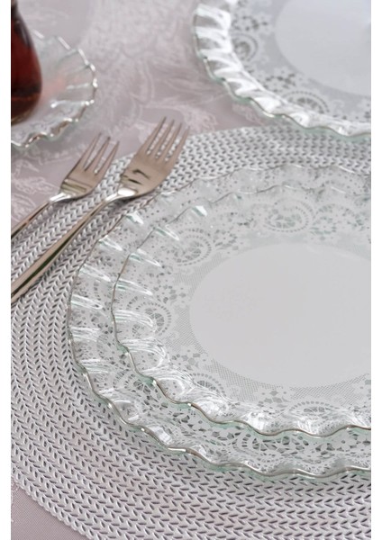 Marche Platin Yaldızlı 6 Kişilik 34 Parça Pasta Servis Takımı