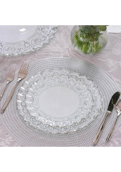 Marche Platin Yaldızlı 6 Kişilik 34 Parça Pasta Servis Takımı