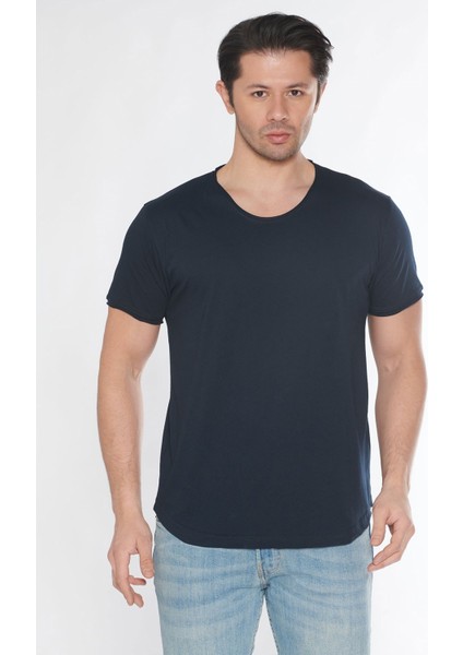 Erkek Geniş Yaka %100 Pamuk Salaş T-Shirt