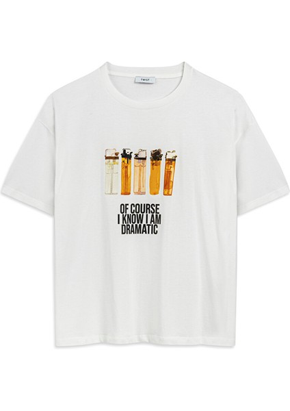 Slogan ve Görsel Baskılı T-Shırt TW6250070023018 indirimleri