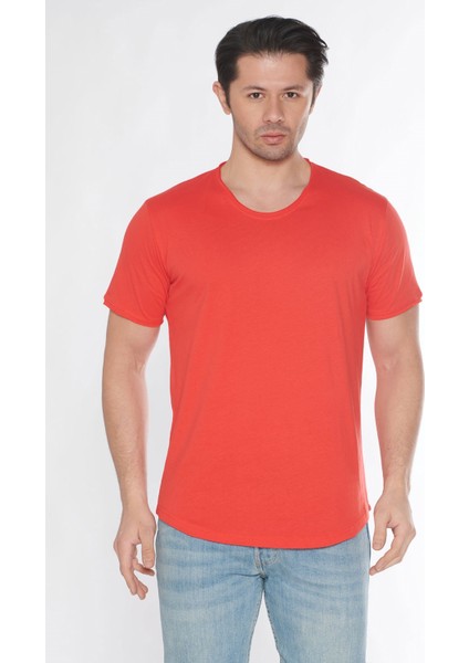 Erkek Geniş Yaka %100 Pamuk Salaş T-Shirt