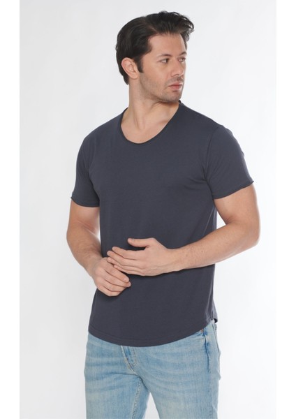 Erkek Geniş Yaka %100 Pamuk Salaş T-Shirt fiyatları