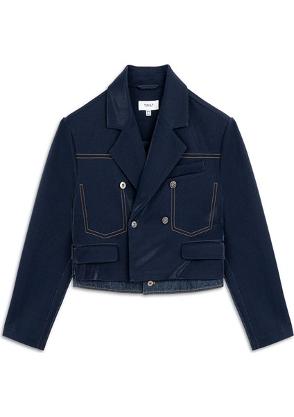 Denim Mıx Kruvaze Blazer TW6250106009015