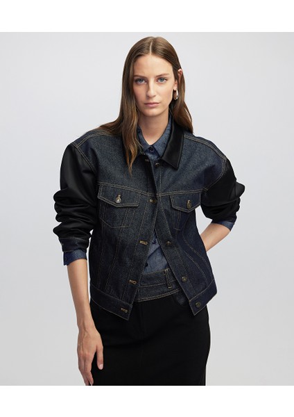 Saten Mix Denim Ceket IW6250005044629