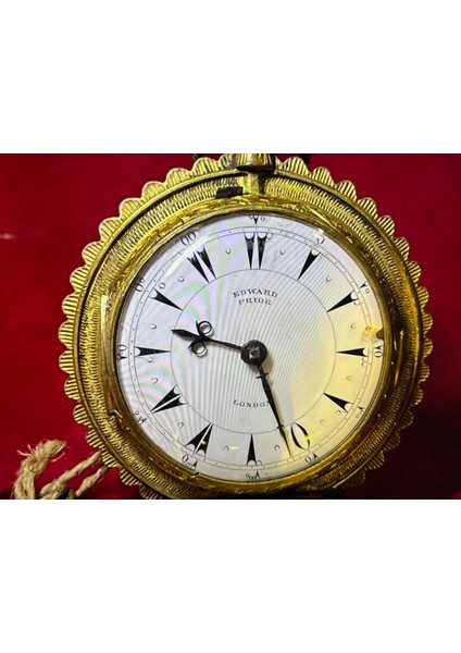 1865-75 18 Ayar Altın Kaplama Edward Prior England Porselen Kadranlı Osmanlı Köstekli Saat