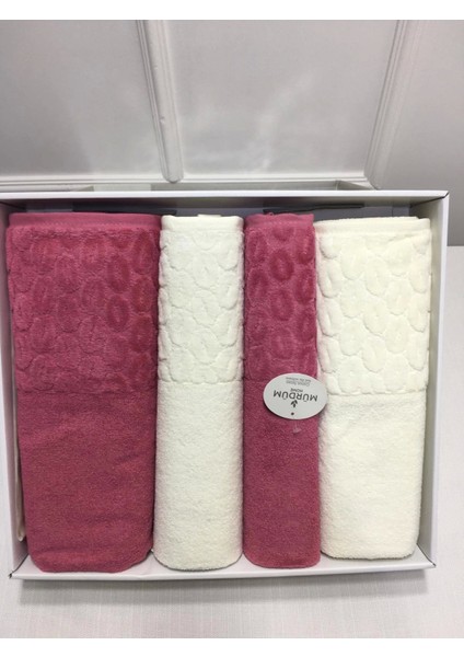 Nivemeshome Fuşya-Krem Mürdüm Cotton Hamam Seti