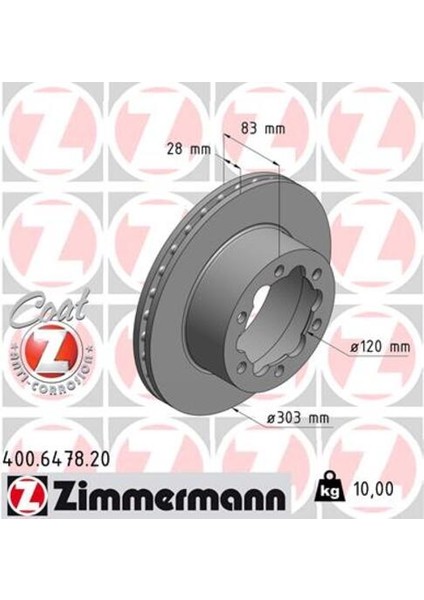 Zımmermann 400.6478.20 Fren Dıskı Arka Cıft Teker Mercedes Sprınter B906 B907 . Vw Crafter 30-35-50