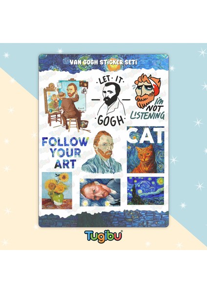 Van Gogh Sticker Seti, Sanat Temalı Sticker Seti, 18 Adet Van Gogh Etiket fiyatları