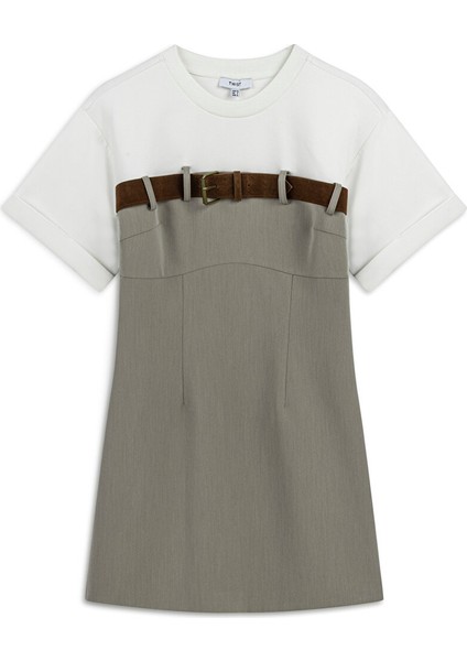 Çift Parça Görünüm Kemerli Elbise TW6250002110005 indirimleri