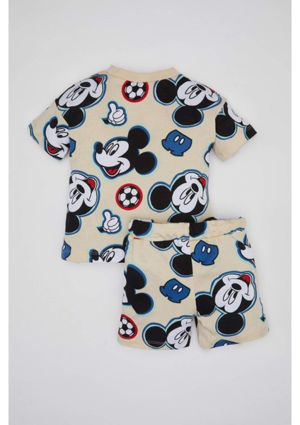 Erkek Bebek 2'li Takım Disney Mickey & Minnie Bisiklet Yaka Kısa Kollu Tişört Şort C5346A524SM