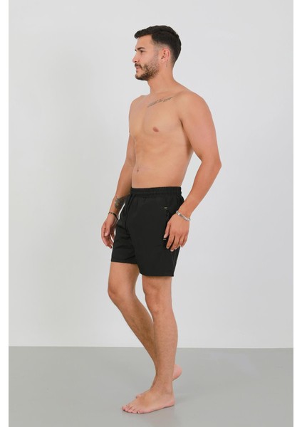 Erkek Fermuarlı Cepli Deniz Şortu Siyah modelleri