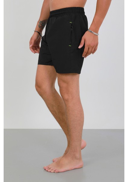 Erkek Fermuarlı Cepli Deniz Şortu Siyah fırsatları