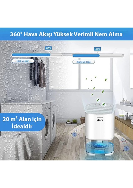Ezere H2102 Dehumidifer 1000ML Banyo-Mutfak-Oda Nem Alma CIHAZI-(1903) - KA2177-6293 fırsatları