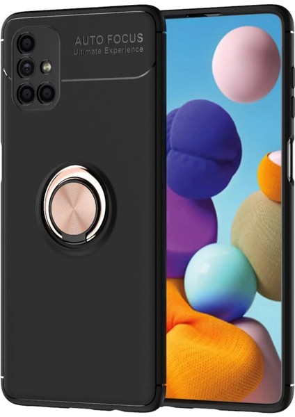 Samsung Galaxy M51 Kılıf Range Yüzüklü Silikon - Siyah-Gold - KA8727-7350