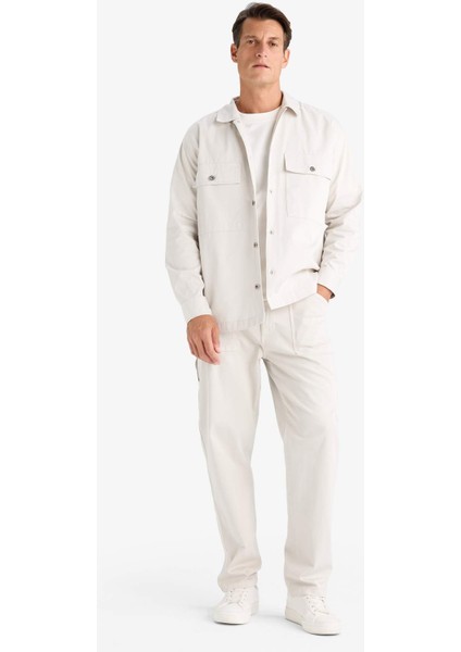 Oversize Geniş Kalıp Polo Yaka Twill Uzun Kollu Gömlek Ceket C2896AX24SP