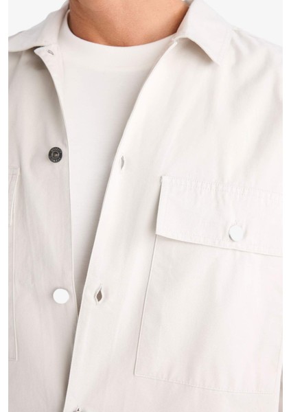 Oversize Geniş Kalıp Polo Yaka Twill Uzun Kollu Gömlek Ceket C2896AX24SP