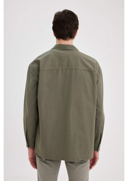 Oversize Geniş Kalıp Polo Yaka Twill Uzun Kollu Gömlek Ceket C2896AX24SP