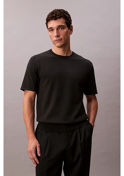 Erkek Kısa Kollu Supima Pamuklu T-Shirt - Siyah