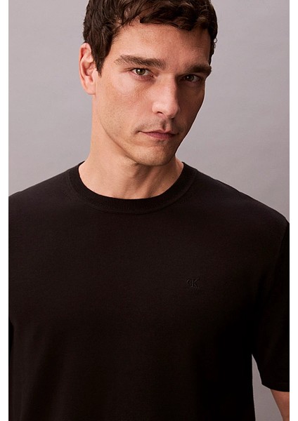 Erkek Kısa Kollu Supima Pamuklu T-Shirt - Siyah modelleri