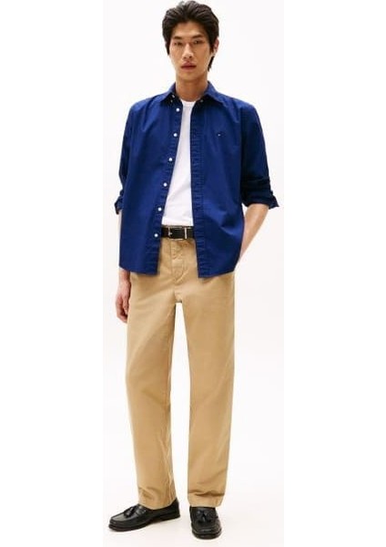 Erkek Regular Fit Düğmeli Yaka Poplin Gömlek - Lacivert fiyatları