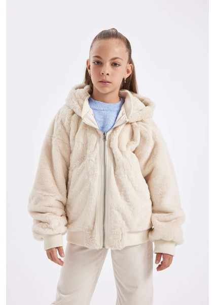 Kız Çocuk Çift Taraflı Kapüşonlu Mont C5339A824WN