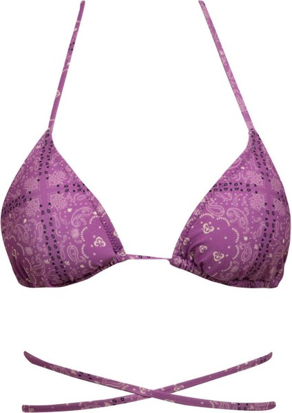 Regular Fit Şal Desenli Bikini Üstü-Fall in Love C3176AX24SM