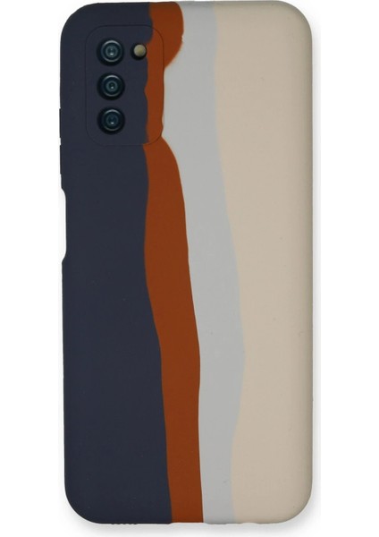 Samsung Galaxy A03S Kılıf Ebruli Lansman Silikon - Lacivert-Krem - CPT105075-2516