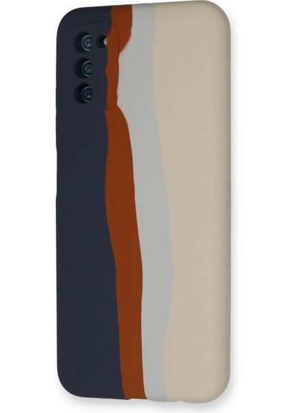 Samsung Galaxy A03S Kılıf Ebruli Lansman Silikon - Lacivert-Krem - CPT105075-2516 modelleri