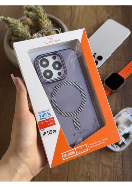 iPhone 16 Pro Uyumlu Manyetik Şeffaf Kılıf SOOCASE645