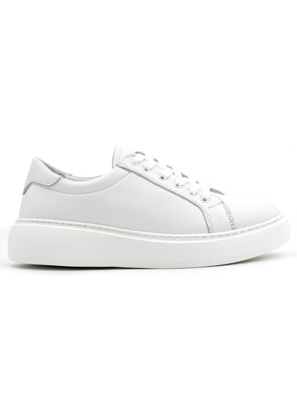Luce Hakiki Deri Kadın Beyaz Casual Sneaker Ayakkabı
