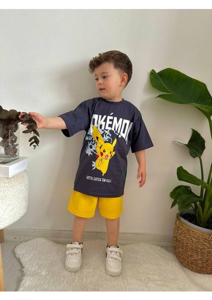 Pokemon Pikachu Erkek Çocuk Alt Üst Şortlu Takım