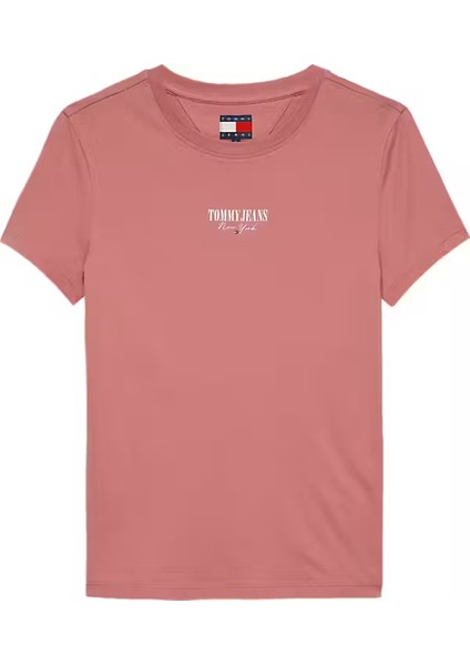 Kadın Slim Fit Logolu T-Shirt - Gül Kurusu