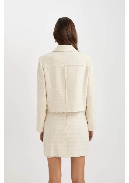 Cropped Fit Gömlek Yaka Tweed Blazer Ceket C4433AX24SM