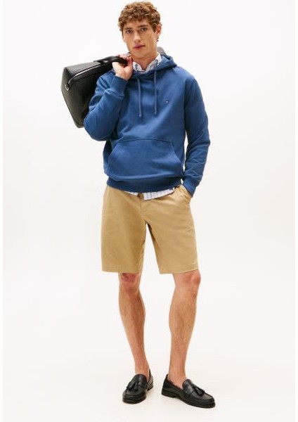Erkek Terry Regular Fit Basic Kapüşonlu Sweatshirt - Mavi