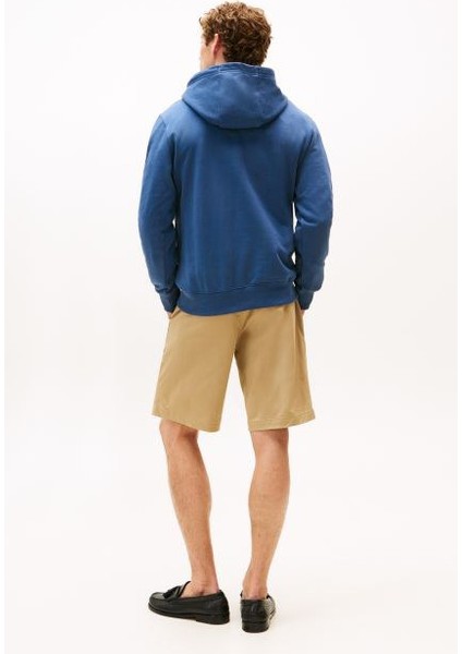 Erkek Terry Regular Fit Basic Kapüşonlu Sweatshirt - Mavi