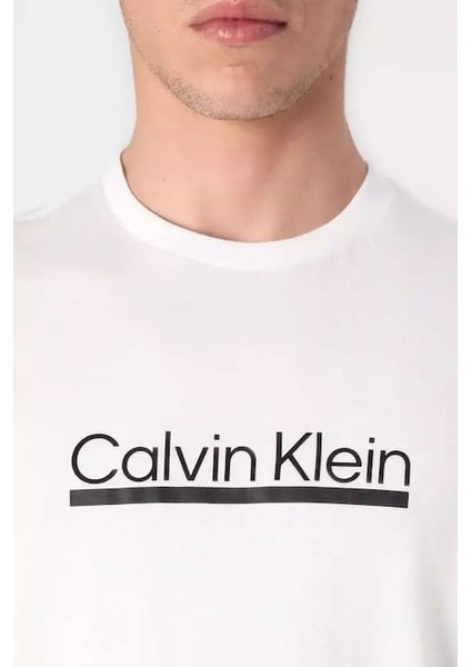 Erkek Regular Fit Kontur Grafik Baskılı T-Shirt - Beyaz indirimleri