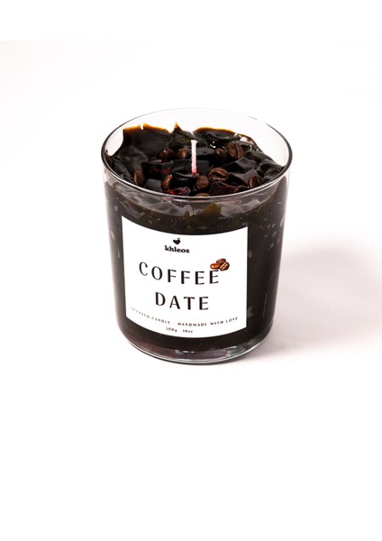 Dark Coffee Date Kahve Tanecikleriyle Süslenmiş Jel Dekoratif Mum 300GR