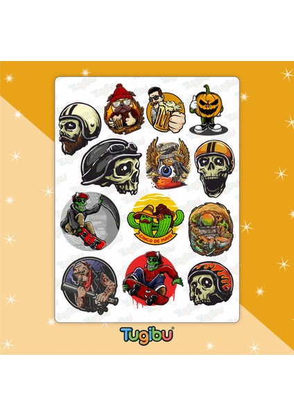 Kurukafa Sticker Seti, Aksiyon Temalı Sticker, Karavan ve Kamp Temalı Sticker, 25 Adet Kurukafa Etiket fiyatları