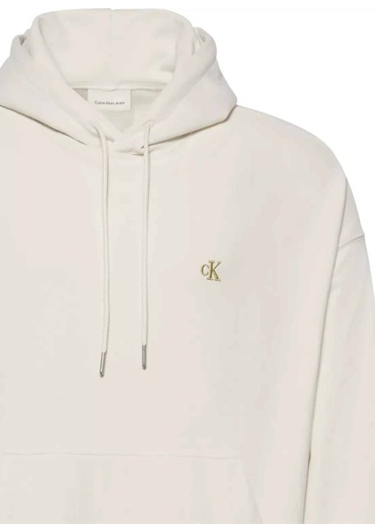 Erkek Regular Fit Kapüşonlu Logolu Sweatshirt - Krem modelleri