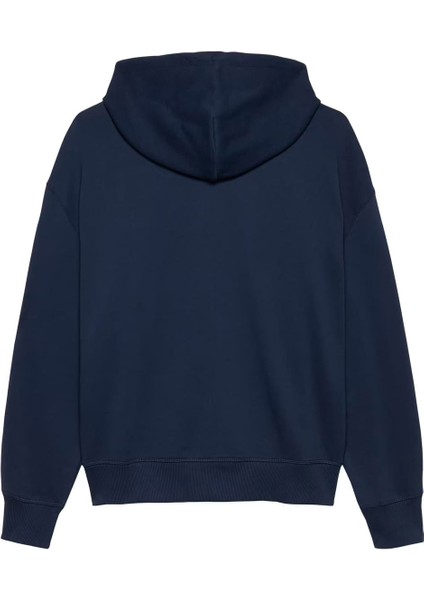 Erkek Cropped Fit Kapüşonlu Kol Baskılı Sweatshirt - Lacivert fiyatları