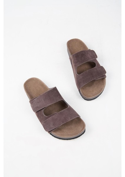 Robert Erkek Hakiki Deri Çift Bantlı Cırtlı Kahve Terlik indirimleri