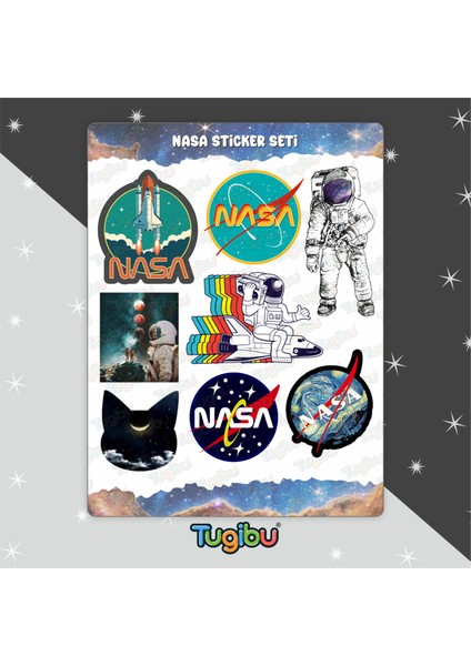 Nasa Sticker Seti, Nasa Temalı Astronot Sticker Seti, 17 Adet Nasa ve Uzay Etiket fiyatları