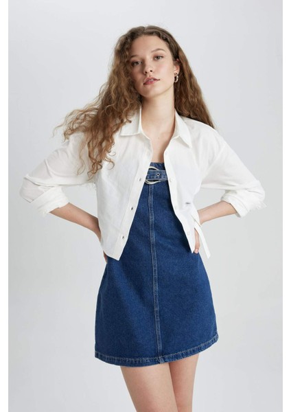 Fashion Fit Straplez Jean Mini Elbise C5658AX24SP